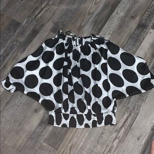 Polka Dot Cold Shoulder Blouse